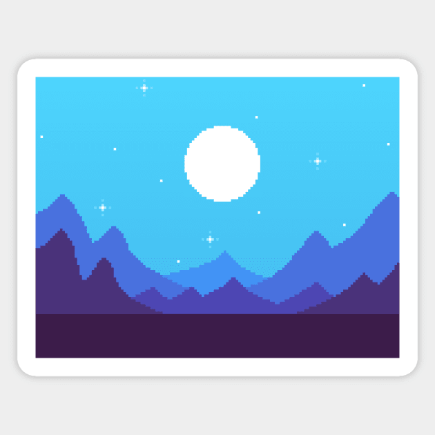 Blue Night In The Rocky Valley Sticker by Zeatt_